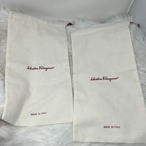 Salvatore Ferragamo Two Drawstring dust bag Approximately 16” X 8 Made in Italy.